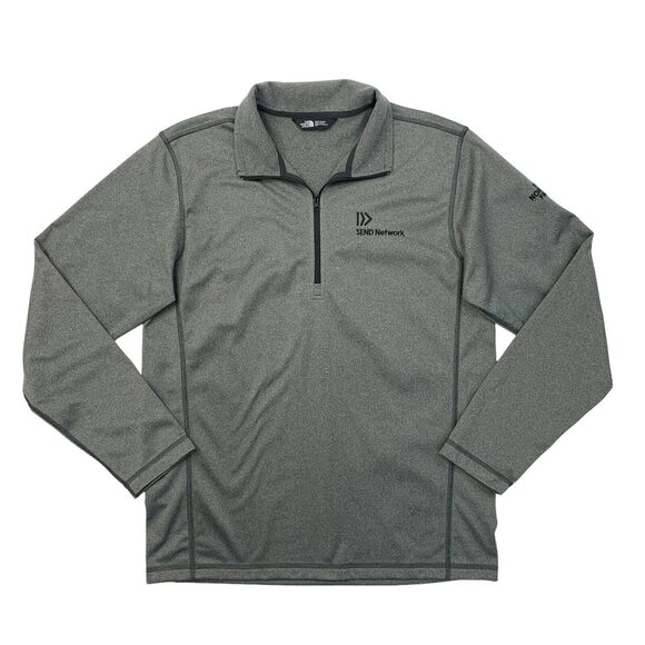 The North Face Sweatshirt Mens M Medium Grey Heathered Quarter Zip Chest Logo - Picture 1 of 12